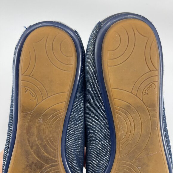 Coach Poppy Caper Navy Blue Denim Flats Jeweled Rhinestone Charms - Picture 16 of 16